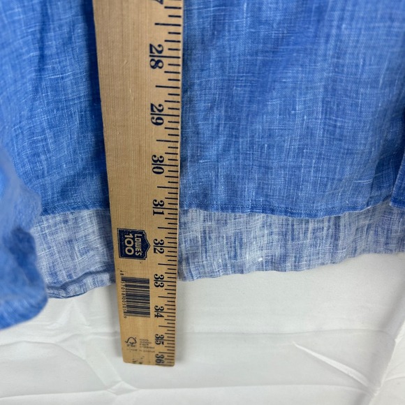St Croix Mens Blue 100 Linen Short Sleeve Button Up Shirt Made Italy XXL - Picture 6 of 9